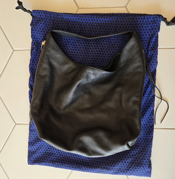 Rebecca Minkoff Black Leather Shoulder Hobo Bag - Picture 1 of 12